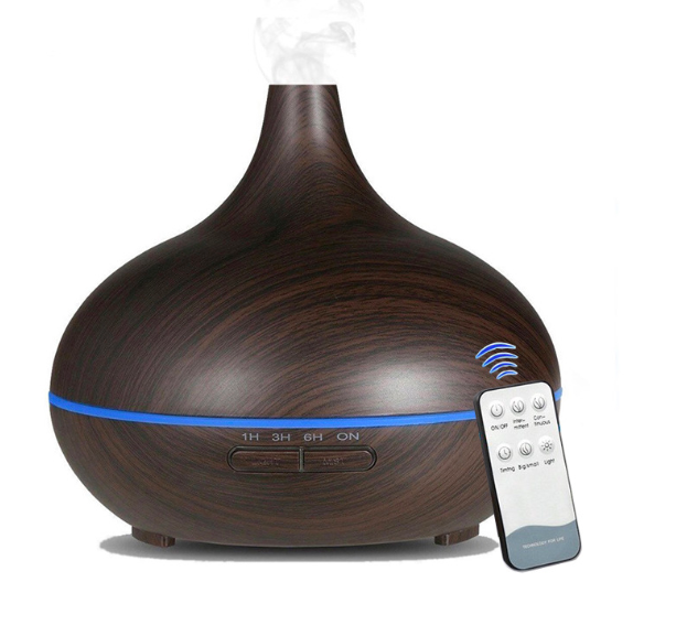 Aromatherapy Diffuser & Humidifier Dark Wood w Remote Control