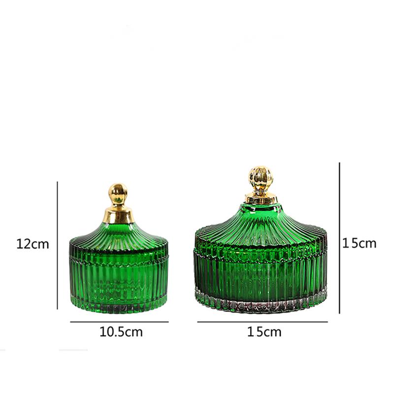Green Glass Container 2 pcs Dark green