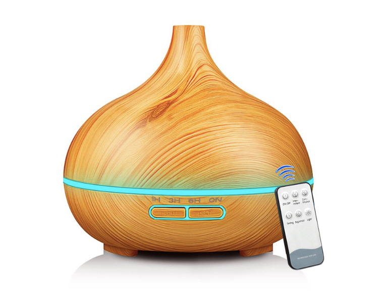 Aromatherapy Diffuser & Humidifier Light Wood w Remote Control